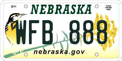 NE license plate WFB888