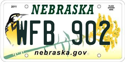 NE license plate WFB902