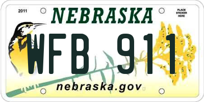 NE license plate WFB911