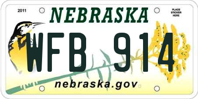 NE license plate WFB914