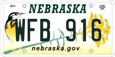 NE license plate WFB916