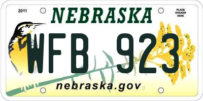 NE license plate WFB923
