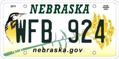 NE license plate WFB924