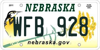 NE license plate WFB928