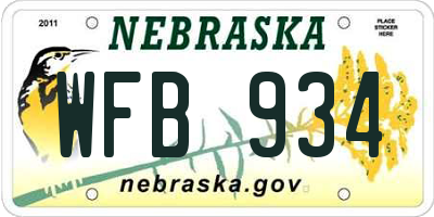 NE license plate WFB934