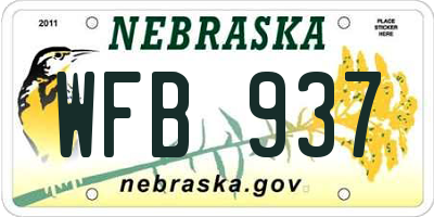 NE license plate WFB937