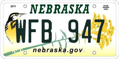 NE license plate WFB947