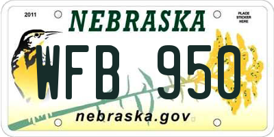 NE license plate WFB950