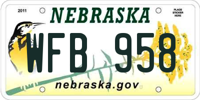NE license plate WFB958