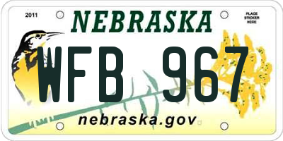 NE license plate WFB967