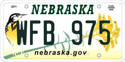 NE license plate WFB975