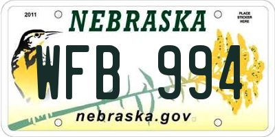 NE license plate WFB994