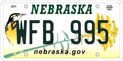 NE license plate WFB995