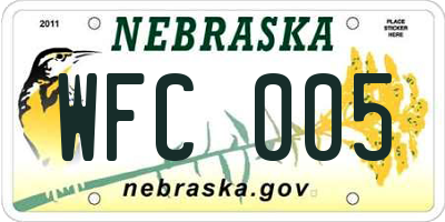 NE license plate WFC005