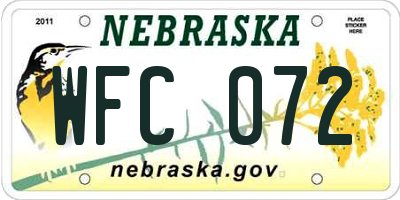 NE license plate WFC072