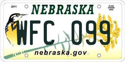 NE license plate WFC099