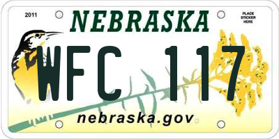NE license plate WFC117