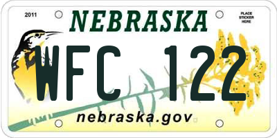 NE license plate WFC122