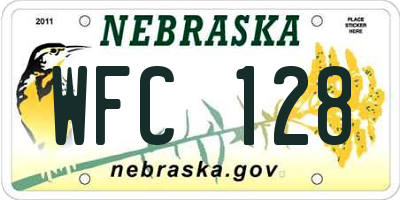NE license plate WFC128