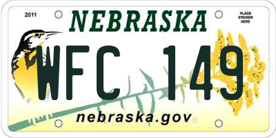 NE license plate WFC149