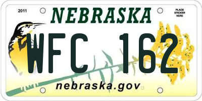 NE license plate WFC162