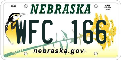 NE license plate WFC166
