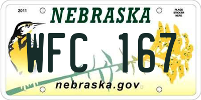 NE license plate WFC167
