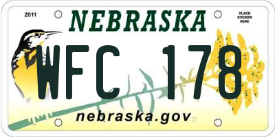 NE license plate WFC178