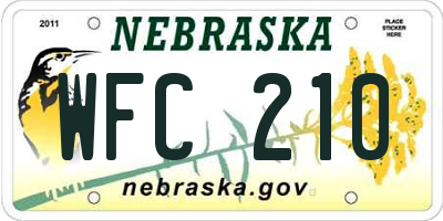 NE license plate WFC210