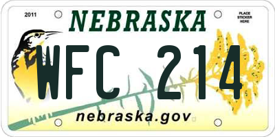 NE license plate WFC214