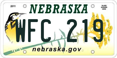 NE license plate WFC219