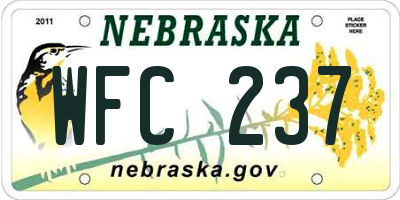 NE license plate WFC237