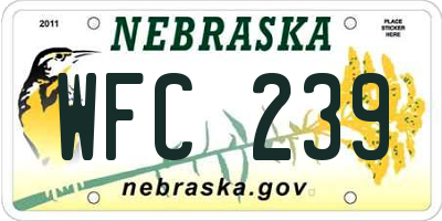NE license plate WFC239