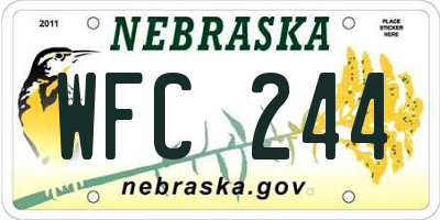 NE license plate WFC244