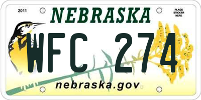 NE license plate WFC274