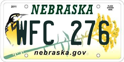 NE license plate WFC276