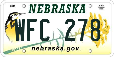 NE license plate WFC278