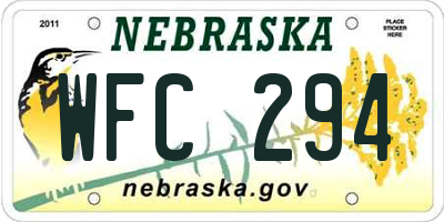 NE license plate WFC294