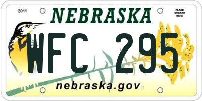 NE license plate WFC295