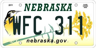 NE license plate WFC311