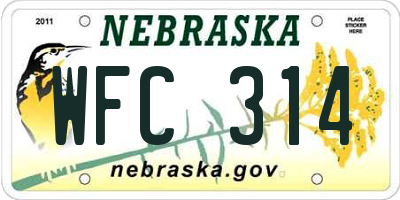 NE license plate WFC314