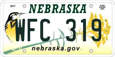 NE license plate WFC319