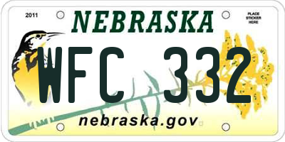 NE license plate WFC332