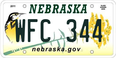 NE license plate WFC344