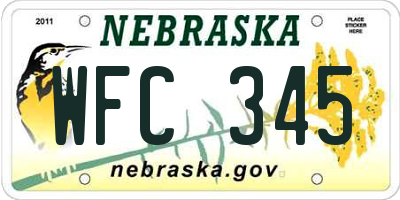 NE license plate WFC345