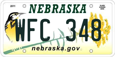 NE license plate WFC348