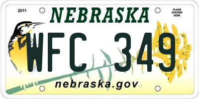 NE license plate WFC349