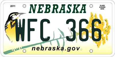 NE license plate WFC366