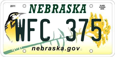 NE license plate WFC375