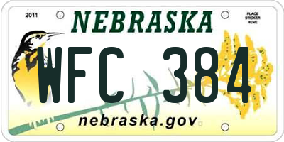 NE license plate WFC384
